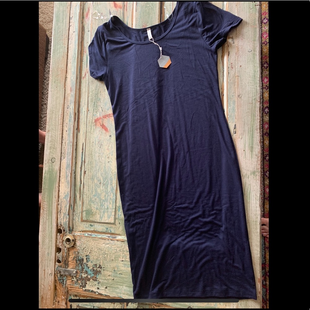 Pinkblush maternity fitted navy blue dress